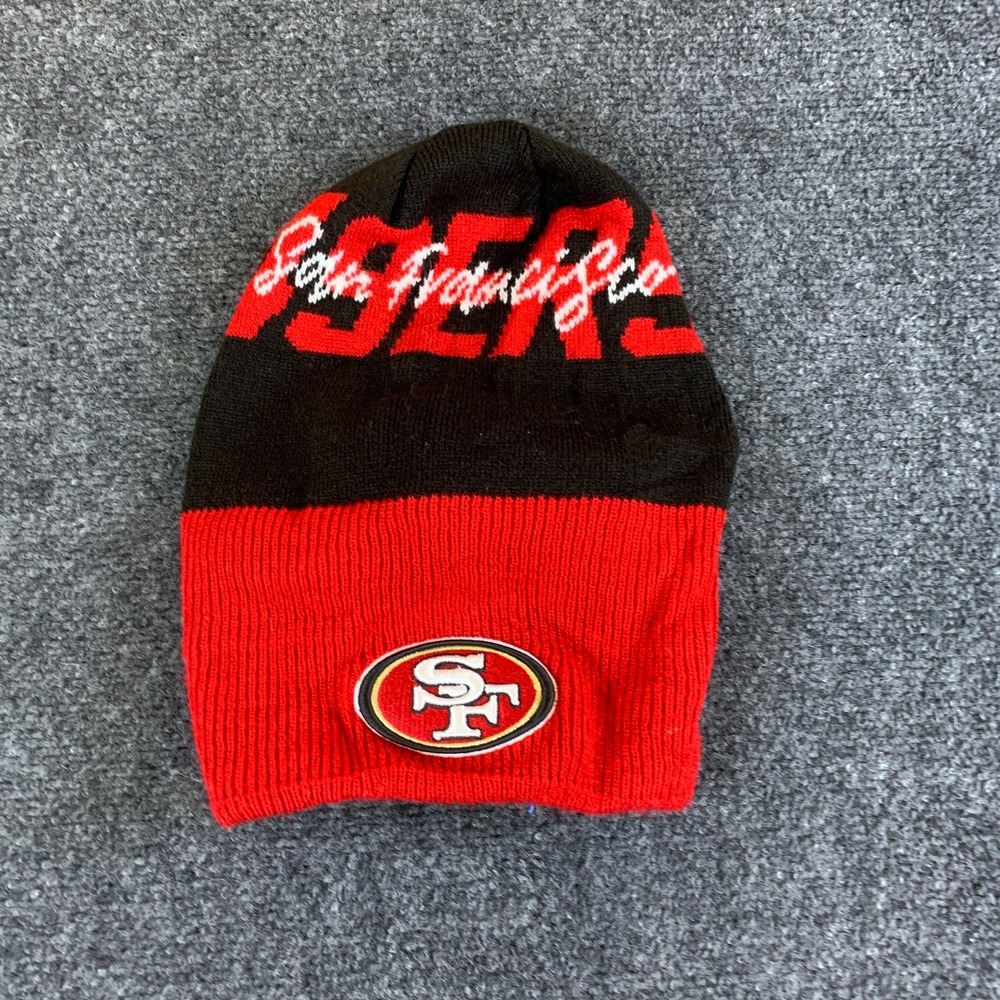 New Era San Francisco 49ers Beanie Youth OS Red Black Good Fleece Lined Knit